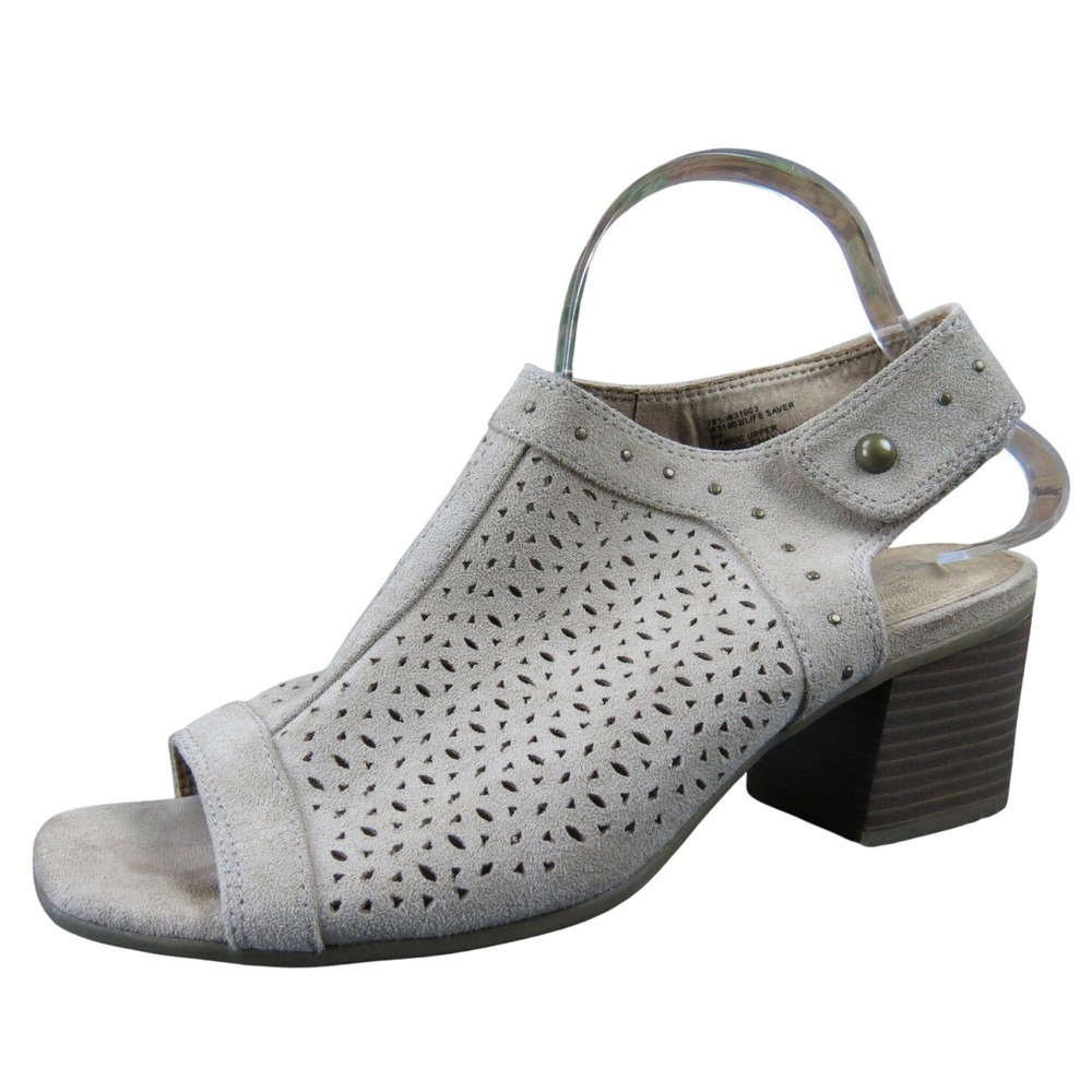 White Mountain Life Saver Women's 9 Beige Fabric Slingback Heeled Sandals‎